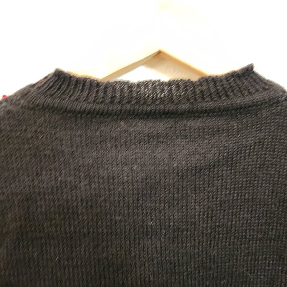 VTG Handknit Mock Neck Sweater Wool Size M Flower Ribbon Whimsical Fairy Grunge - Picture 14 of 16